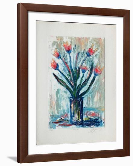 Tulipe rouge-Jean-marie Guiny-Framed Limited Edition