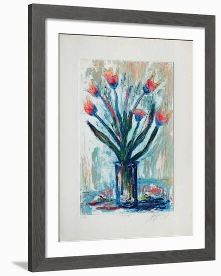 Tulipe rouge-Jean-marie Guiny-Framed Limited Edition