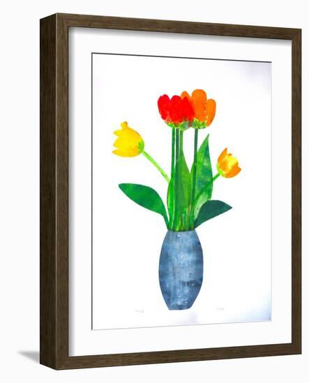 Tulips 2 ,2021(Ink on Paper)-Sarah Thompson-Engels-Framed Giclee Print