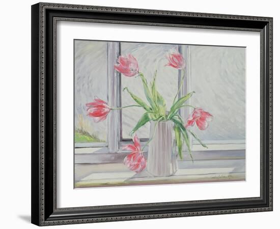 Tulips Against Moving Water-Timothy Easton-Framed Giclee Print