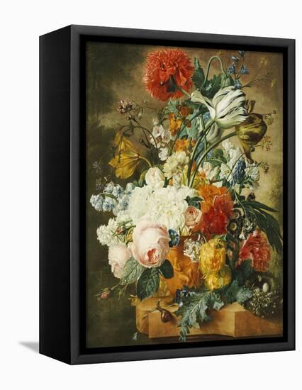 Tulips, an Opium Poppy, Hyacinths, Anemones, Auricolas, Convolvuli, a Peony and Other Flowers, 1782-Wybrand Hendriks-Framed Premier Image Canvas