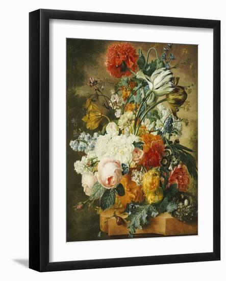 Tulips, an Opium Poppy, Hyacinths, Anemones, Auricolas, Convolvuli, a Peony and Other Flowers, 1782-Wybrand Hendriks-Framed Giclee Print