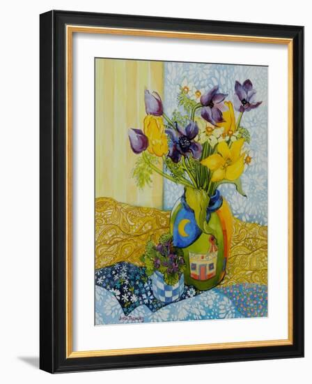 Tulips and Anemones with a Pot of Violets, 2010-Joan Thewsey-Framed Giclee Print