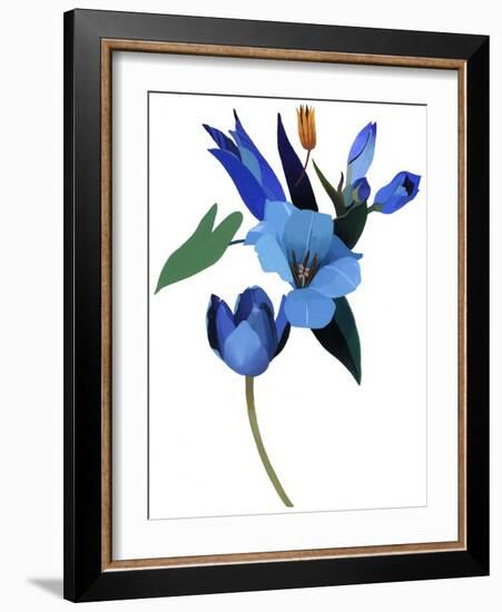 Tulips and Blue Flowers, 2003 (Gouache on Paper and Adobe Photoshop)-Hiroyuki Izutsu-Framed Giclee Print