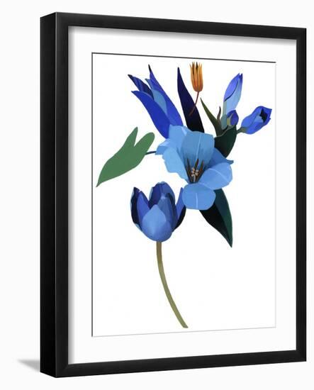 Tulips and Blue Flowers, 2003 (Gouache on Paper and Adobe Photoshop)-Hiroyuki Izutsu-Framed Giclee Print
