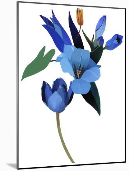 Tulips and Blue Flowers, 2003 (Gouache on Paper and Adobe Photoshop)-Hiroyuki Izutsu-Mounted Giclee Print