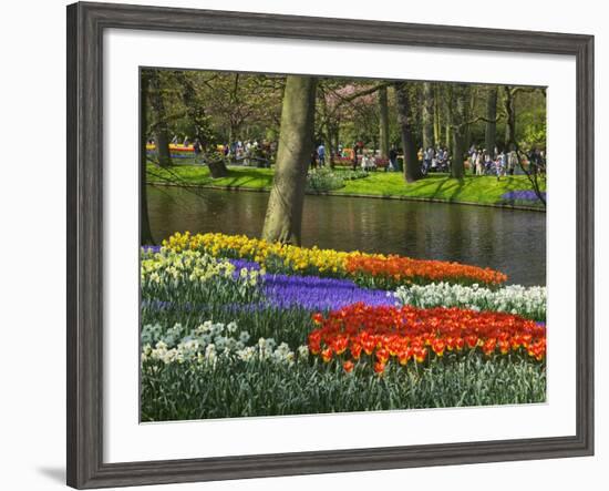 Tulips and Daffodils in Bloom in Keukenhof Gardens, Amsterdam, Netherlands-Keren Su-Framed Photographic Print