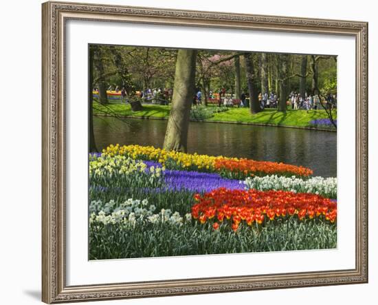 Tulips and Daffodils in Bloom in Keukenhof Gardens, Amsterdam, Netherlands-Keren Su-Framed Photographic Print