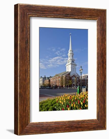 Tulips and North Church in Market Square. Portsmouth, New Hampshire-Jerry & Marcy Monkman-Framed Photographic Print