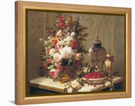 Tulips and other flowers-Jean Baptiste Robie-Framed Stretched Canvas