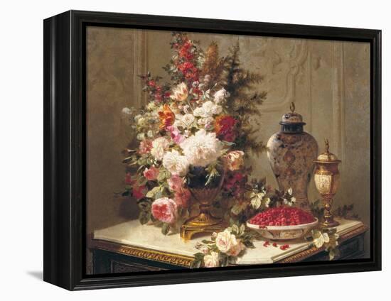 Tulips and other flowers-Jean Baptiste Robie-Framed Stretched Canvas