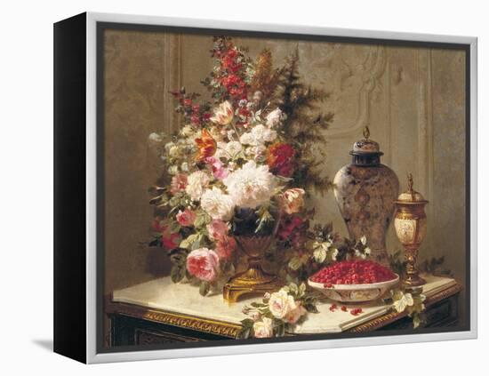 Tulips and other flowers-Jean Baptiste Robie-Framed Stretched Canvas