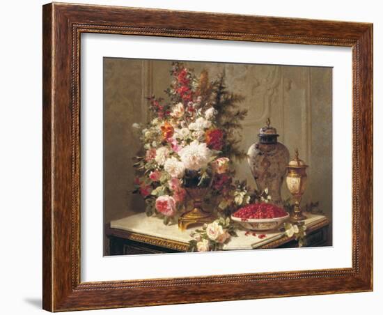 Tulips and other flowers-Jean Baptiste Robie-Framed Art Print