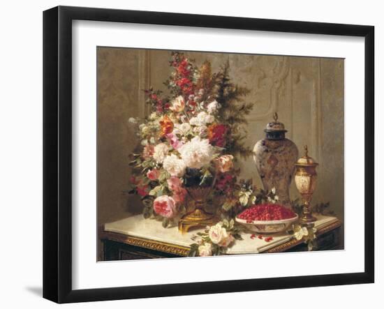 Tulips and other flowers-Jean Baptiste Robie-Framed Art Print