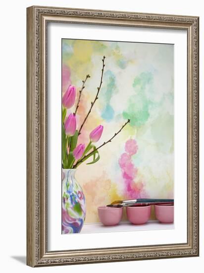 Tulips and Paint Brushes-Cora Niele-Framed Giclee Print