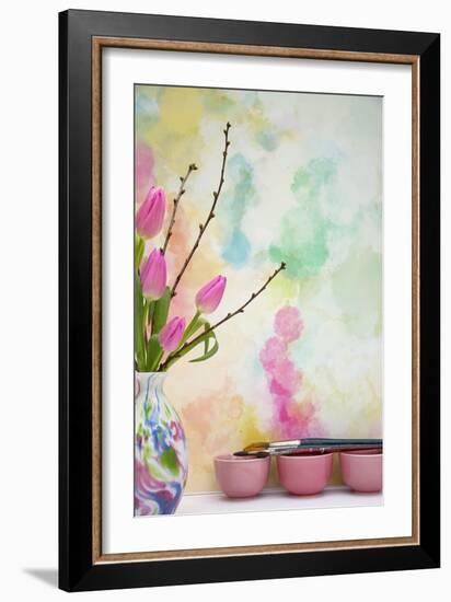 Tulips and Paint Brushes-Cora Niele-Framed Giclee Print