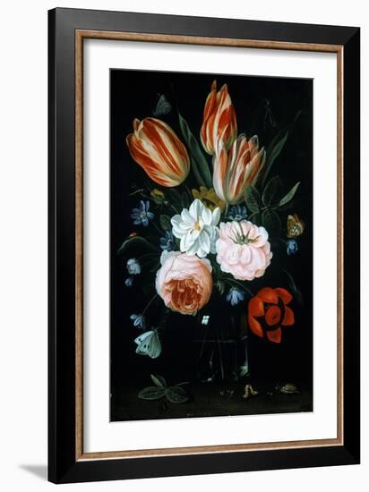 Tulips and Roses in a Glass Vase-Jan van Kessel-Framed Giclee Print