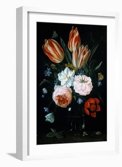 Tulips and Roses in a Glass Vase-Jan van Kessel-Framed Giclee Print