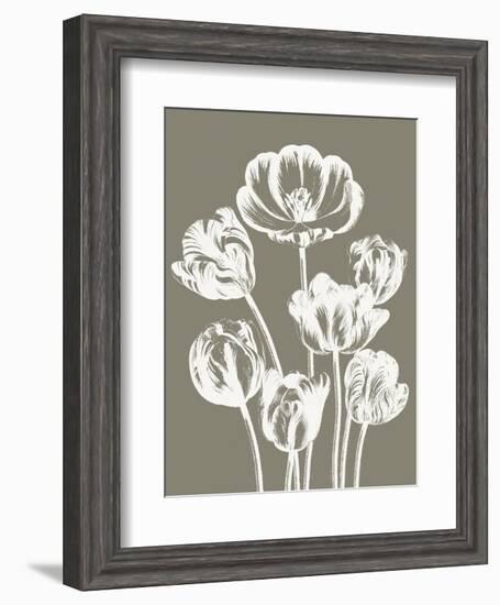 Tulips (Burlap & Ivory)-Botanical Series-Framed Art Print