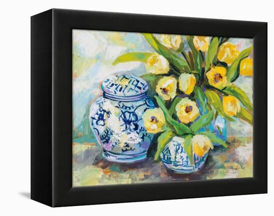 Tulips Chinoiserie-Jeanette Vertentes-Framed Stretched Canvas