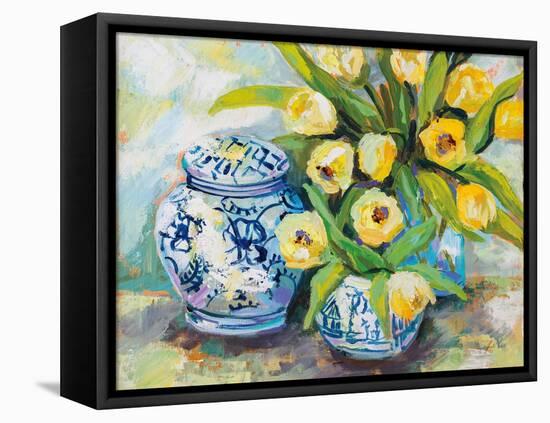 Tulips Chinoiserie-Jeanette Vertentes-Framed Stretched Canvas
