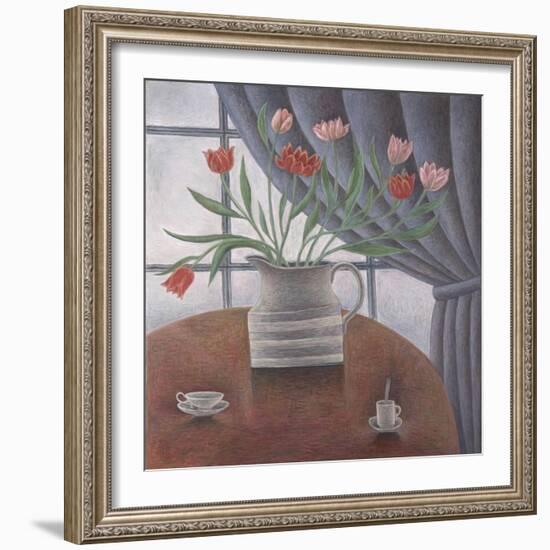 Tulips, Curtain, Cups-Ruth Addinall-Framed Giclee Print