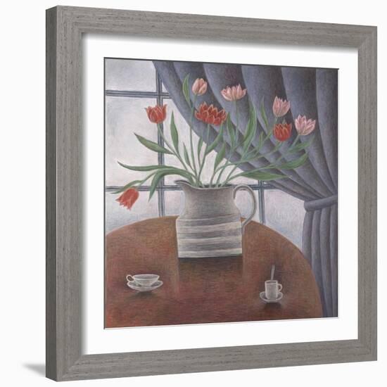 Tulips, Curtain, Cups-Ruth Addinall-Framed Giclee Print