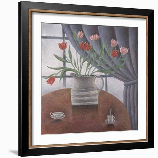 Tulips, Curtain, Cups-Ruth Addinall-Framed Giclee Print