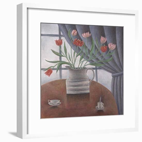 Tulips, Curtain, Cups-Ruth Addinall-Framed Giclee Print