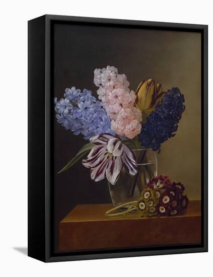 Tulips, Hyacinths and Violets, 1829-Johan Laurents Jensen-Framed Premier Image Canvas