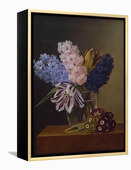 Tulips, Hyacinths and Violets, 1829-Johan Laurents Jensen-Framed Premier Image Canvas