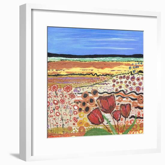 Tulips in a Field-Caroline Duncan-Framed Giclee Print