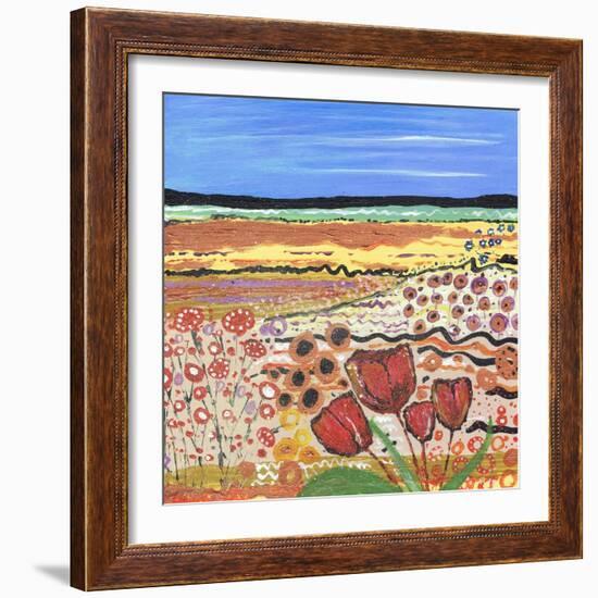 Tulips in a Field-Caroline Duncan-Framed Giclee Print