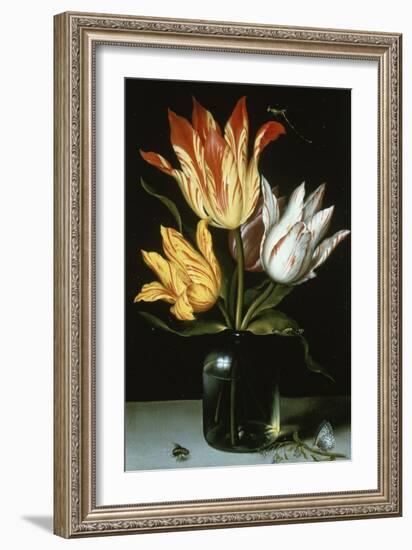 Tulips in a Glass Vase-Ambrosius Bosschaert the Elder-Framed Giclee Print