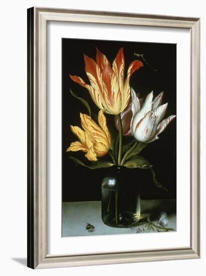 Tulips in a Glass Vase-Ambrosius Bosschaert the Elder-Framed Giclee Print