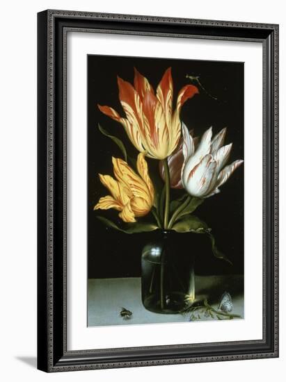 Tulips in a Glass Vase-Ambrosius Bosschaert the Elder-Framed Giclee Print