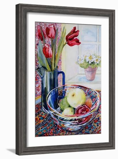 Tulips in a Jug,With a Glass Bowl 2003-Joan Thewsey-Framed Giclee Print