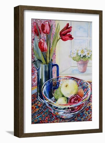 Tulips in a Jug,With a Glass Bowl 2003-Joan Thewsey-Framed Giclee Print