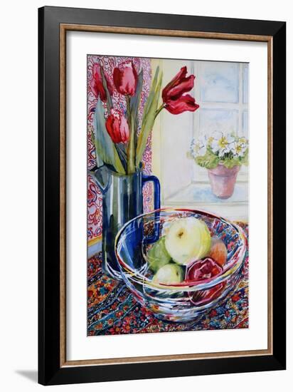 Tulips in a Jug,With a Glass Bowl 2003-Joan Thewsey-Framed Giclee Print