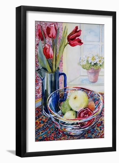 Tulips in a Jug,With a Glass Bowl 2003-Joan Thewsey-Framed Giclee Print