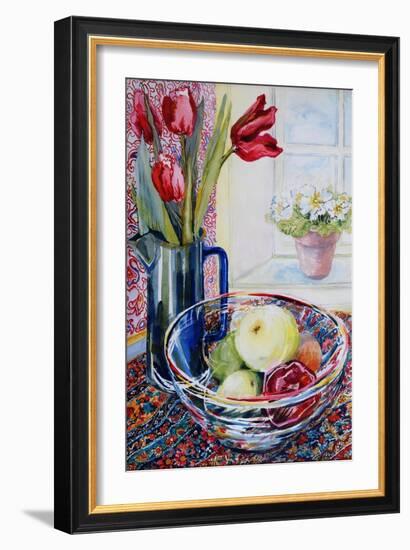 Tulips in a Jug,With a Glass Bowl 2003-Joan Thewsey-Framed Giclee Print