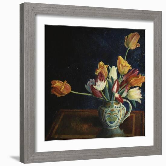 Tulips in a Staffordshire Jug, Catalogue No. 210C-Dora Carrington-Framed Giclee Print