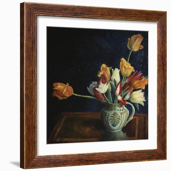 Tulips in a Staffordshire Jug, Catalogue No. 210C-Dora Carrington-Framed Giclee Print