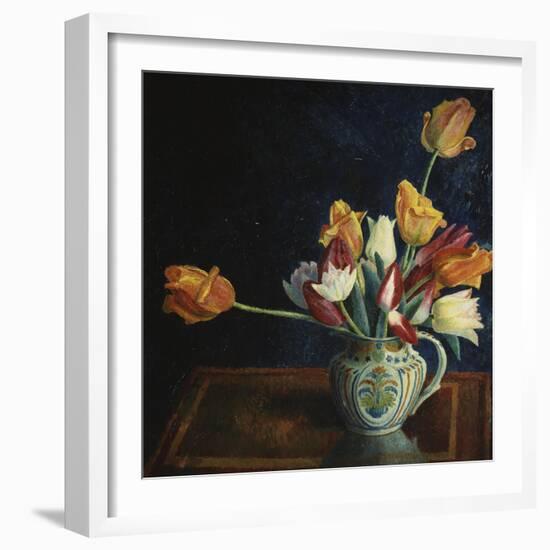 Tulips in a Staffordshire Jug, Catalogue No. 210C-Dora Carrington-Framed Giclee Print