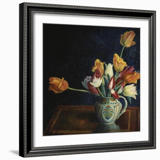 Tulips in a Staffordshire Jug, Catalogue No. 210C-Dora Carrington-Framed Giclee Print