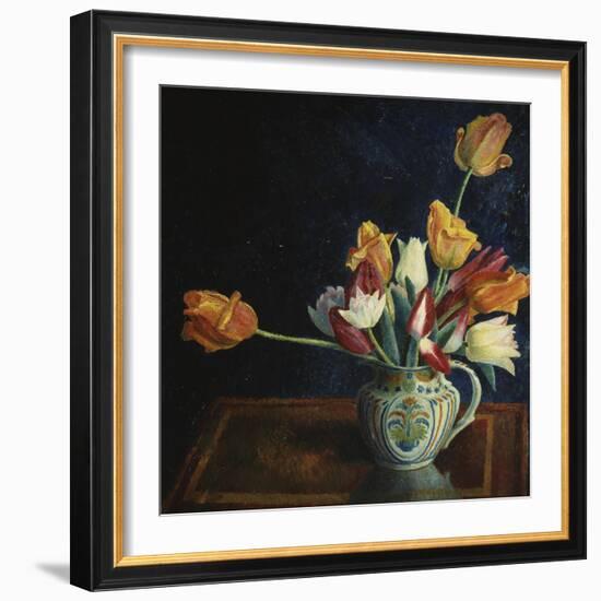 Tulips in a Staffordshire Jug, Catalogue No. 210C-Dora Carrington-Framed Giclee Print