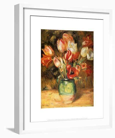 Tulips in a Vase-Pierre-Auguste Renoir-Framed Art Print