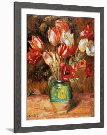 Tulips in a Vase-Pierre-Auguste Renoir-Framed Art Print