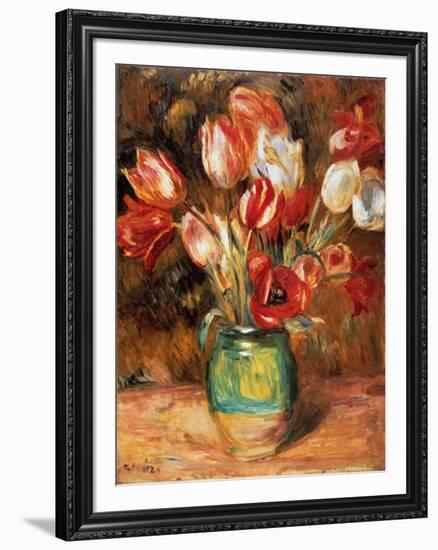 Tulips in a Vase-Pierre-Auguste Renoir-Framed Art Print