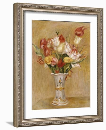 Tulips in a White Vase-Pierre-Auguste Renoir-Framed Giclee Print